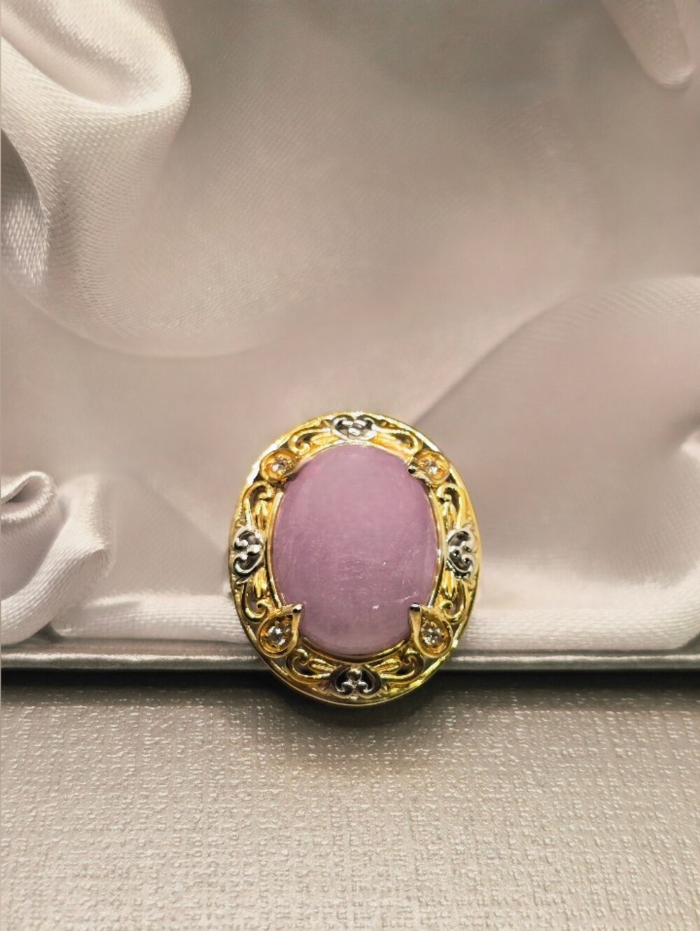 EverTrue Kunzite and White Zircon 12.15 ctw Regal Baroque Bloom Ring, Size 8